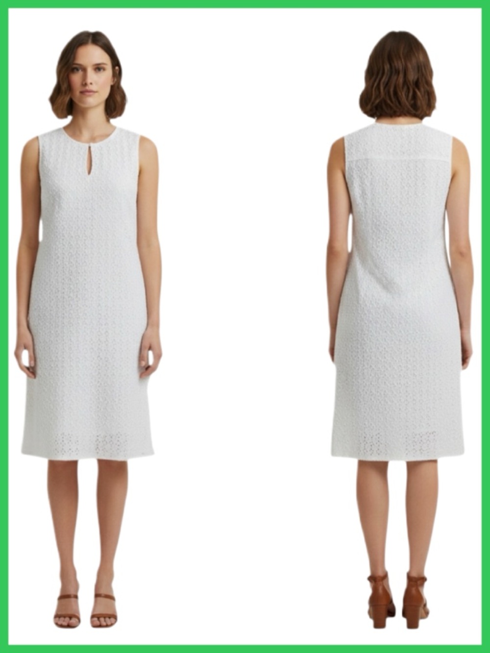 Cynthia Rowley White Cotton Eyelet Sleeveless Shift Dress